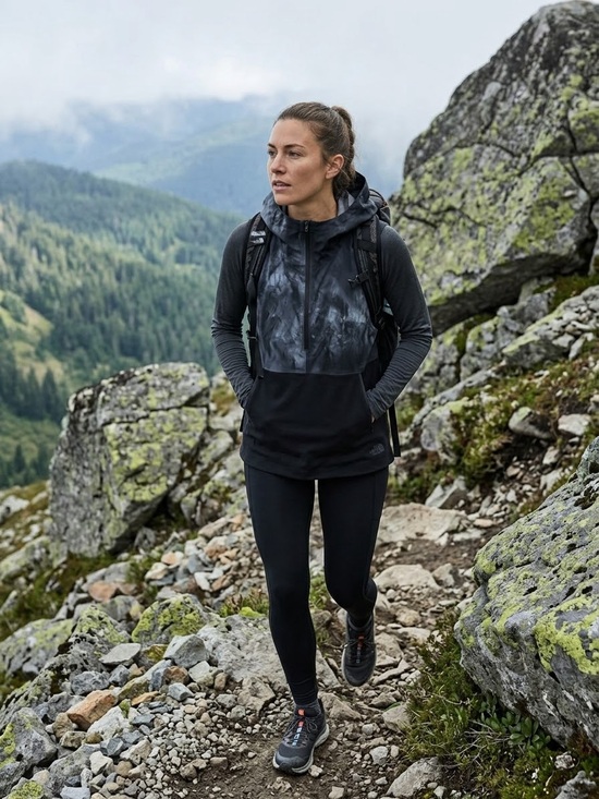 The North Face Other - The North Face Med Half Zip Hooded Vest Tie Dye Gorpcore active tunic Black M⁠